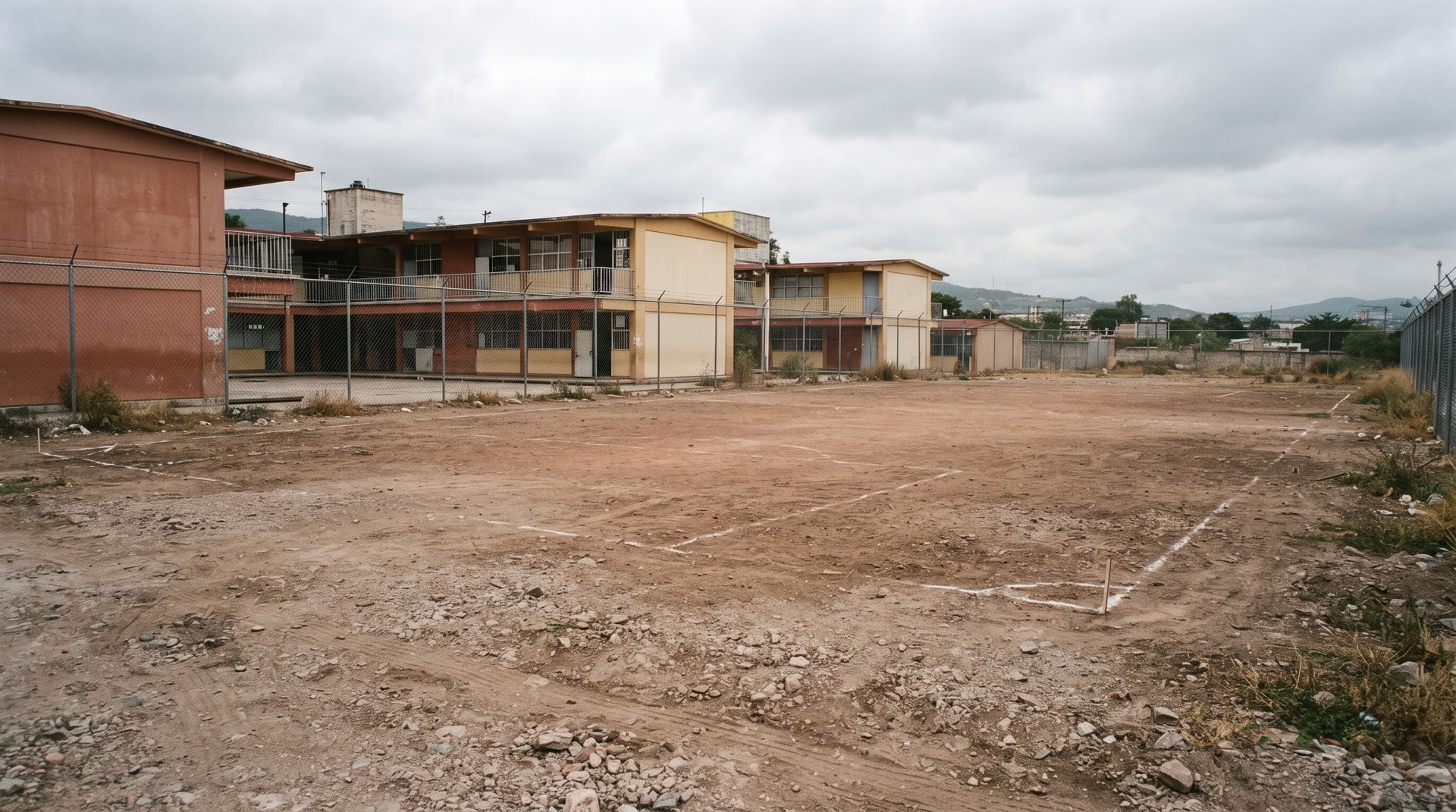 Terreno vacío antes de instalar la cancha de fútbol