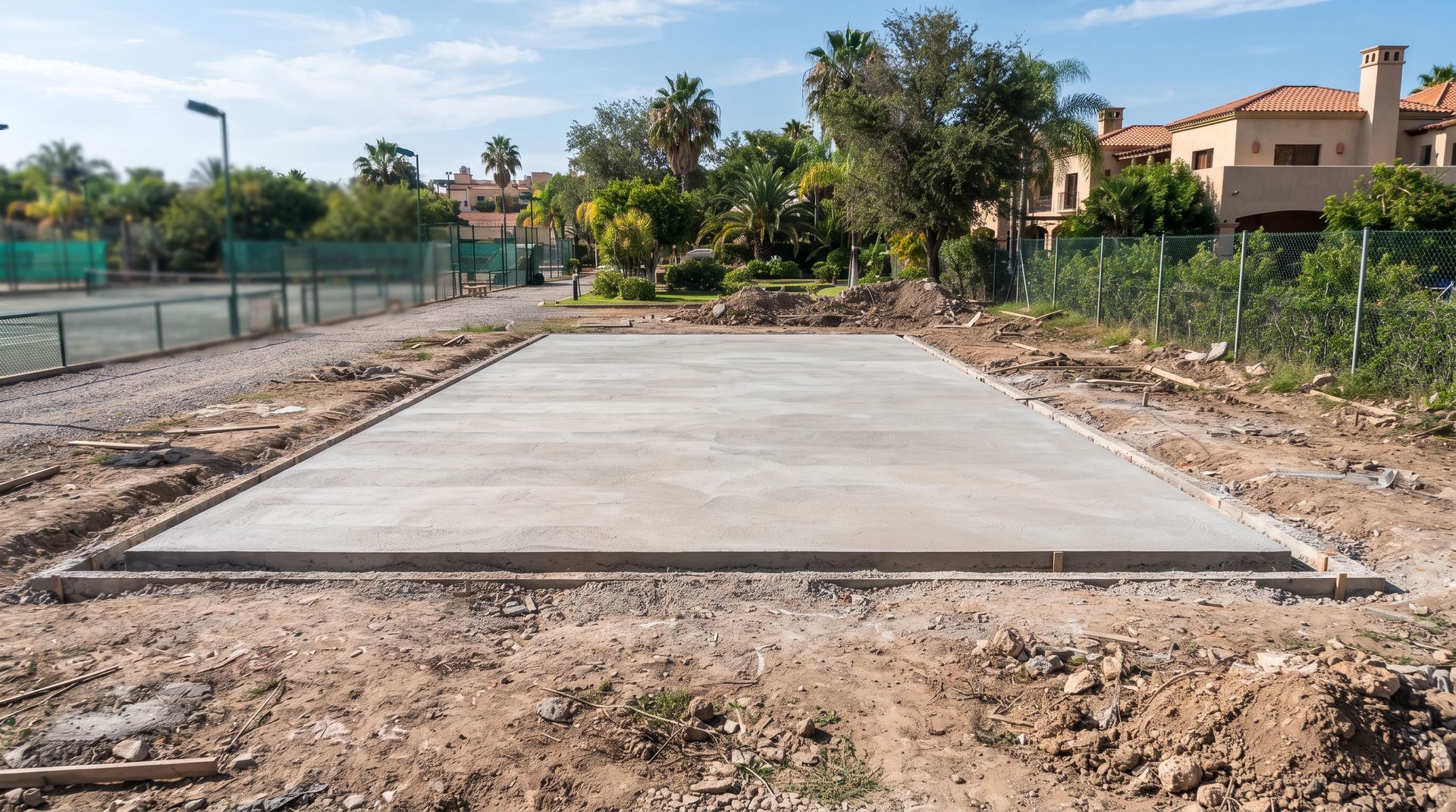 Losa vacía antes de construir la cancha de pádel